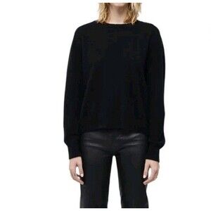 DSTLD 100% Cashmere Italian Brushed Sweater Crewneck Black Womens Sz S GUC